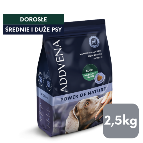 Karma hipolaergiczna dla psów średnich i dużych ras ADDVENA POWER OF NATURE ADULT MEDIUM/LARGE 2,5kg