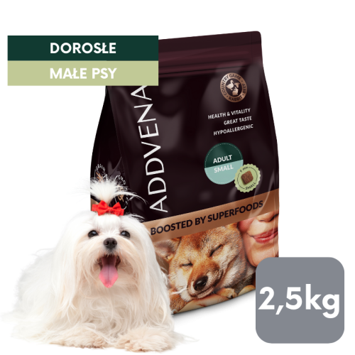 Karma sucha dla maltańczyka Addvena Boosted by Superfoods Adult Small 2,5kg