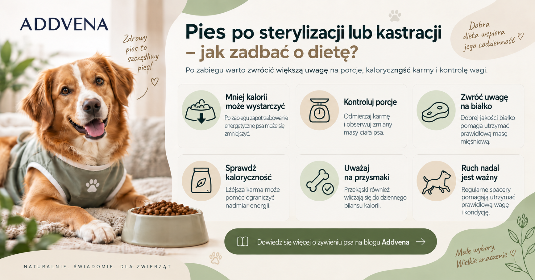 Jak żywić psa po sterylizacji lub kastracji – zasady kontroli masy ciała
