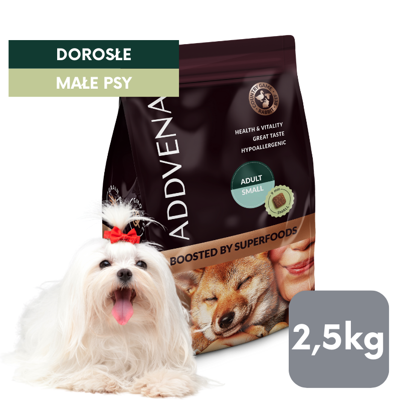 Karma sucha dla maltańczyka Addvena Boosted by Superfoods Adult Small 2,5kg